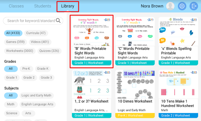 kidsacademy worksheet library