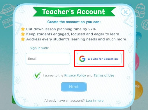 kidsacademy teacher's account form  
