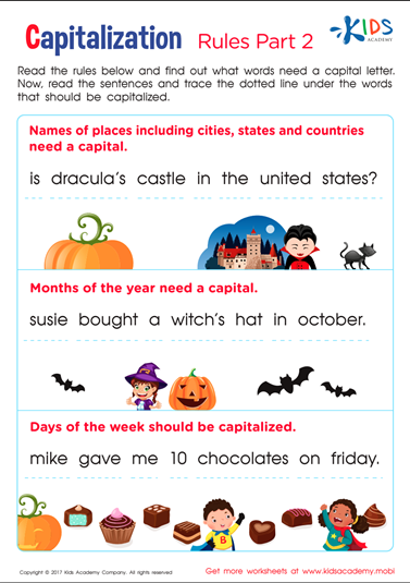 capitalization rules worksheet