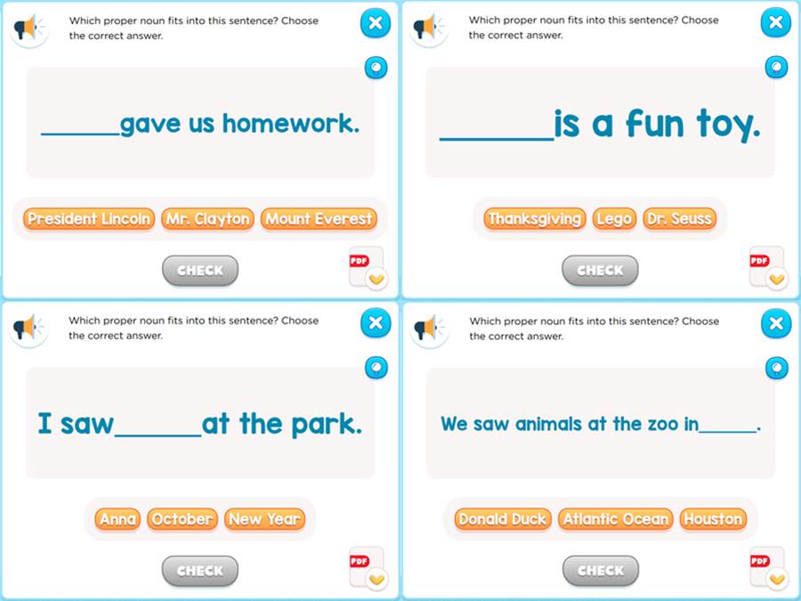 proper nouns in sentences drill