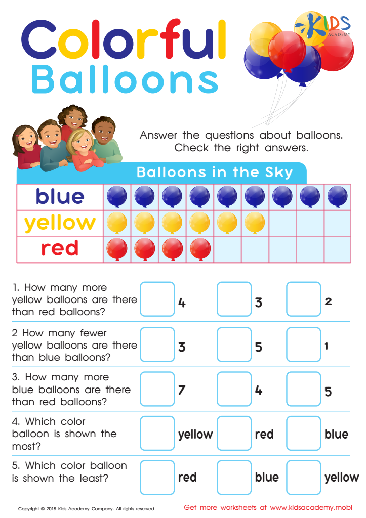 colorful balloons worksheet