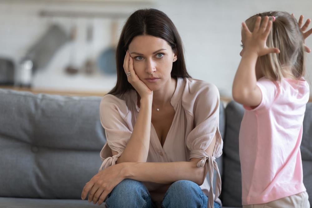 mom and daughter thinking