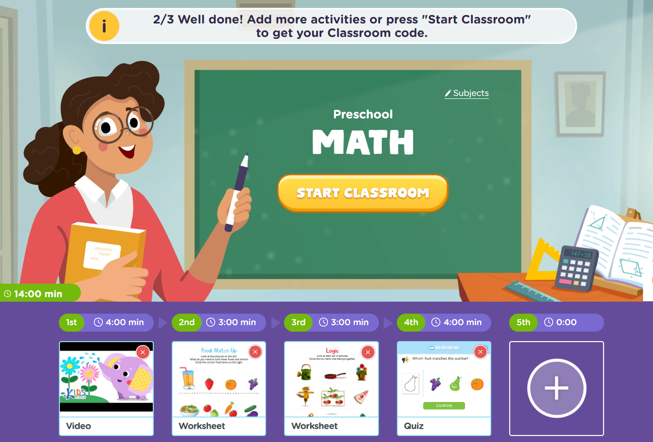 screenshot of math preschool classroom