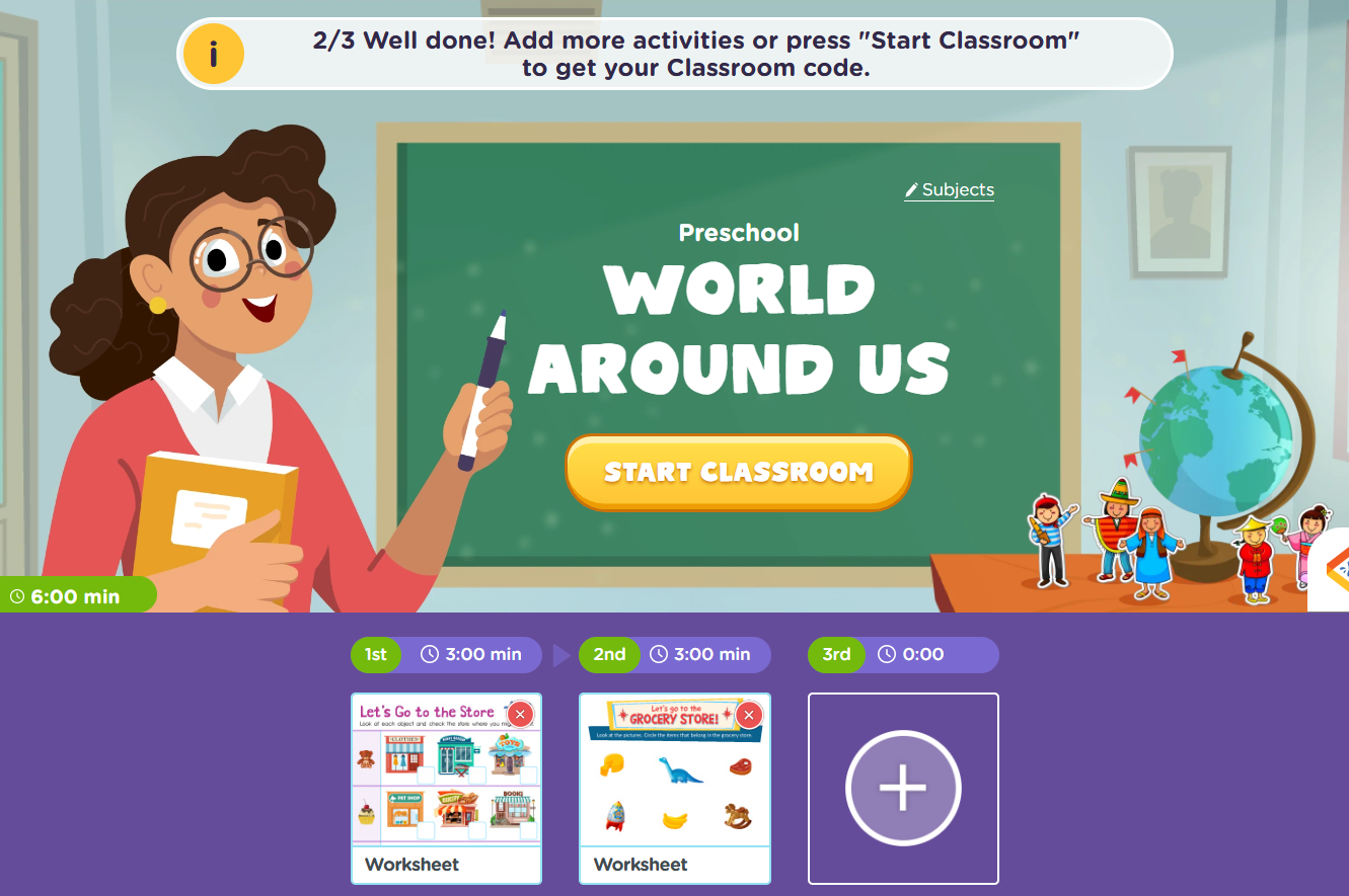 screenshot of World Around Us Classroom