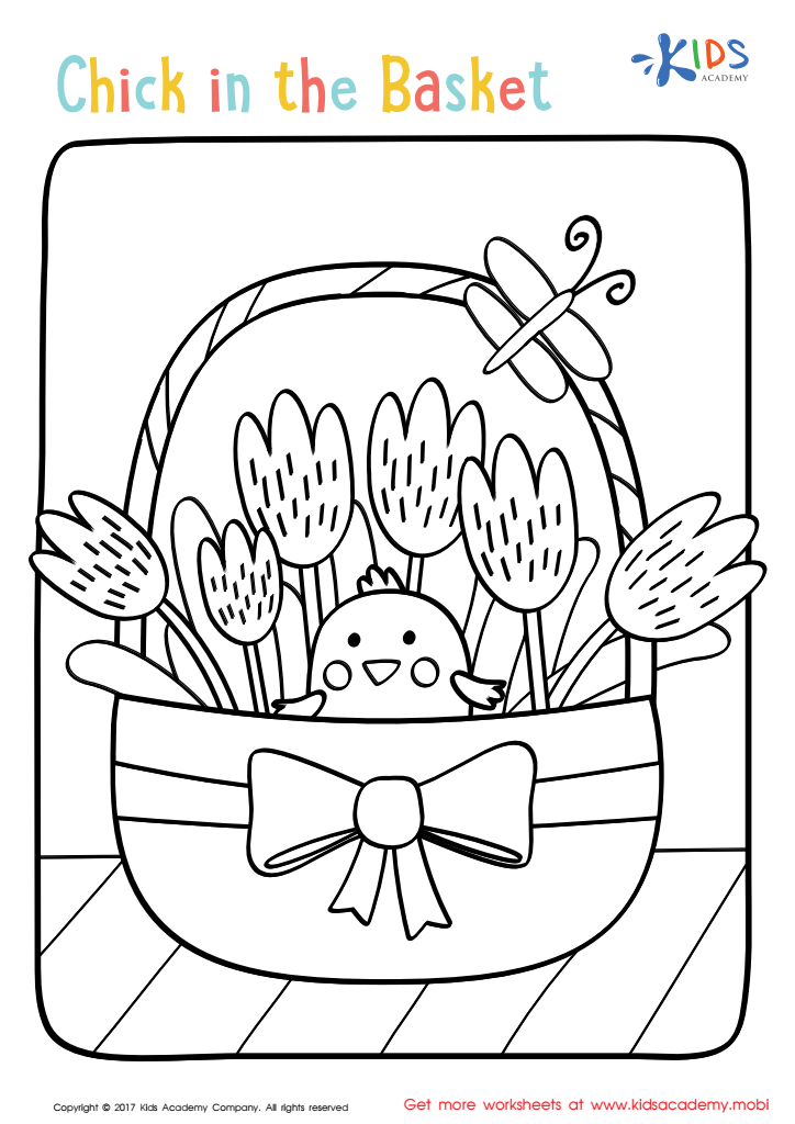 chick in the basket coloring worksheet