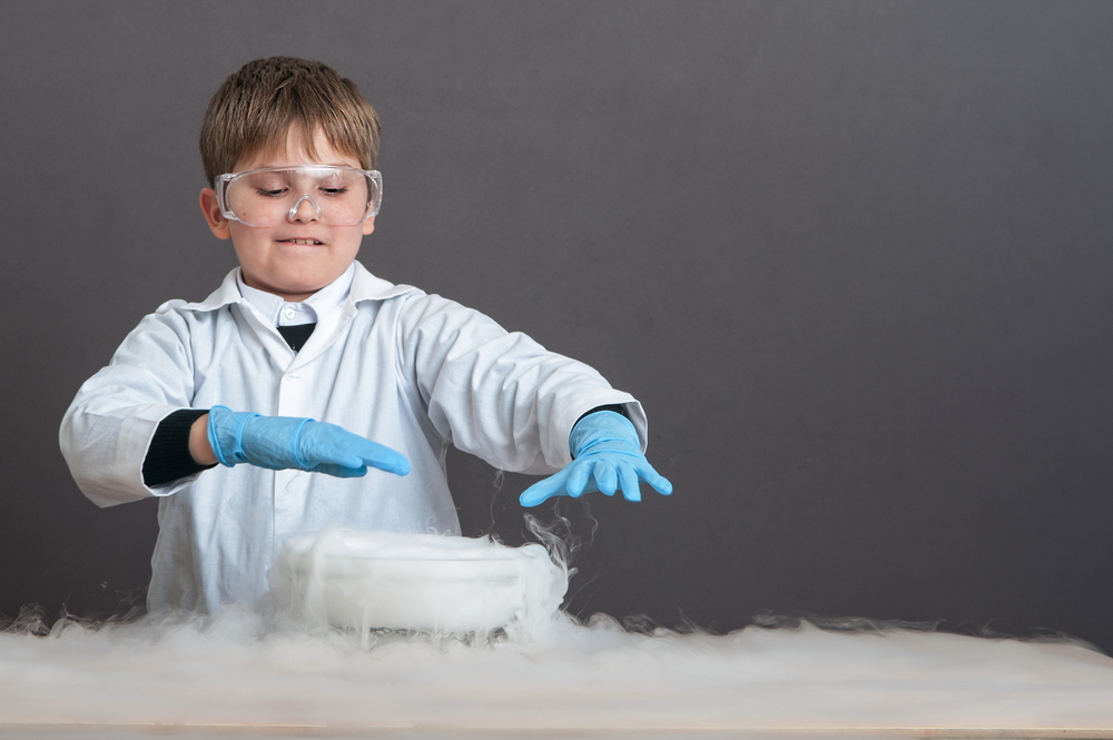 boy in a science lesson