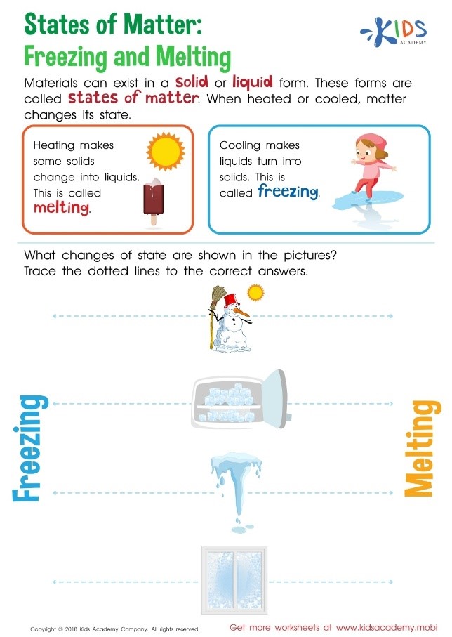 states of matter freezing and melting worksheet