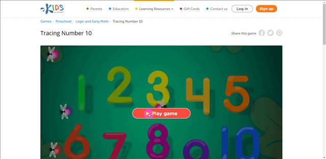 Kidsacademy number 10 game