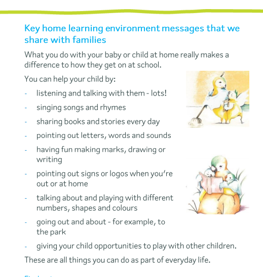home learning environment messages