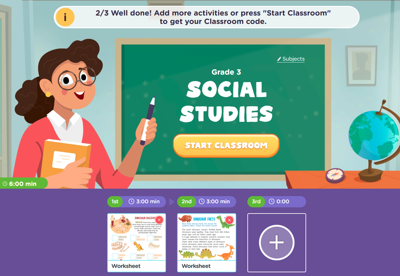 screenshot of social studies classroom