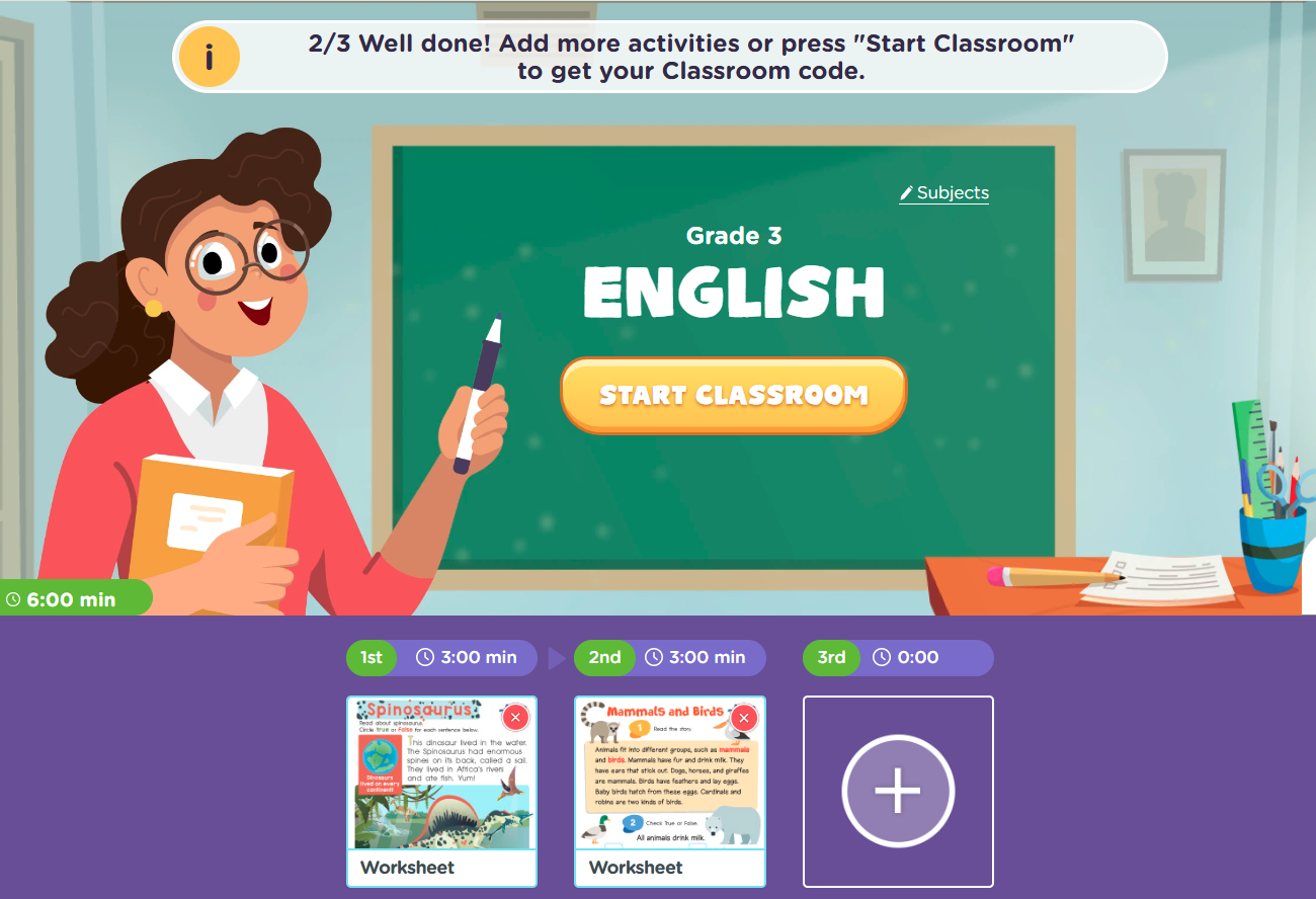 screenshot of reading comprehension classroom