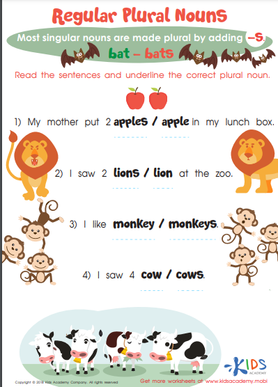 A Quiz Game for Plurals - Plural Nouns in Sentences