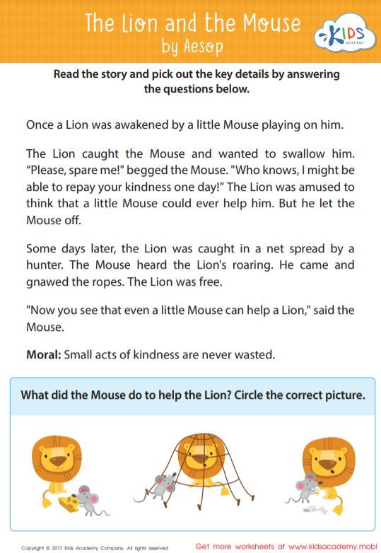 lion and mouse worksheet