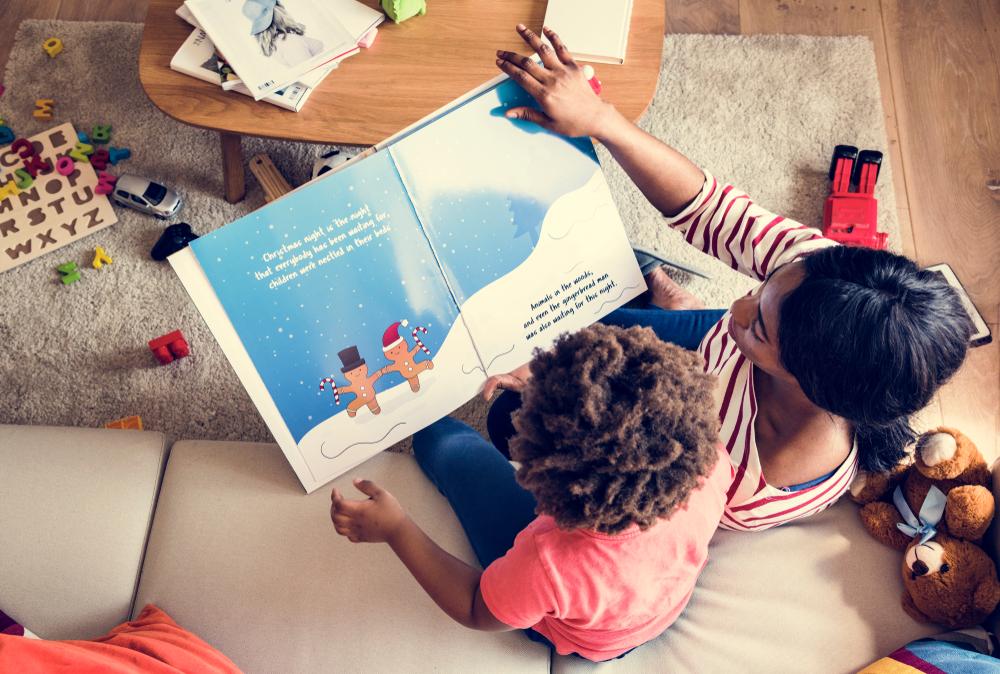 children reading a book