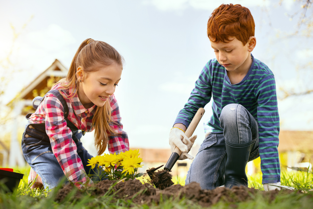 Children gardening