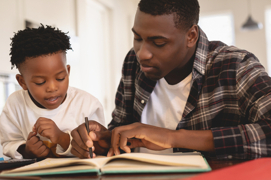 farther helps a kid on his classes