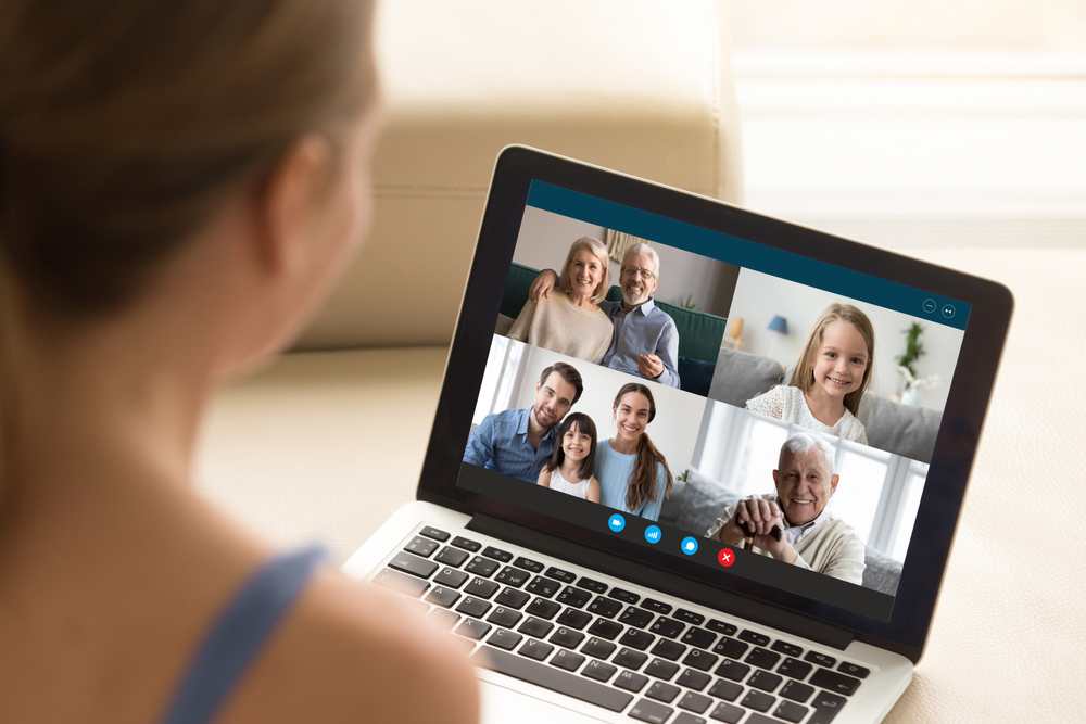 a woman talking on skype