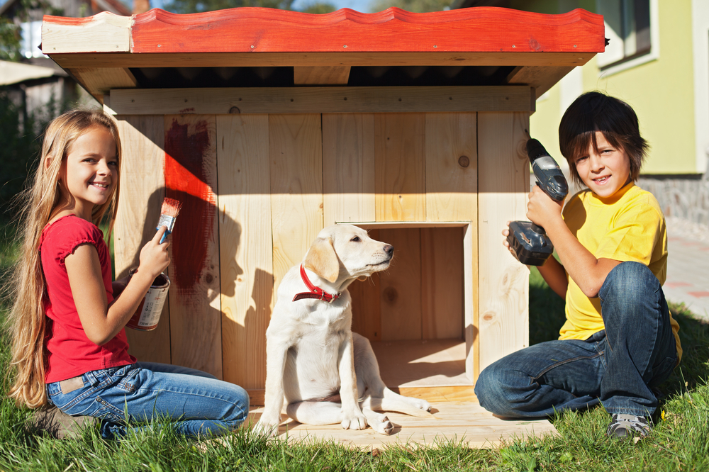 children with dog