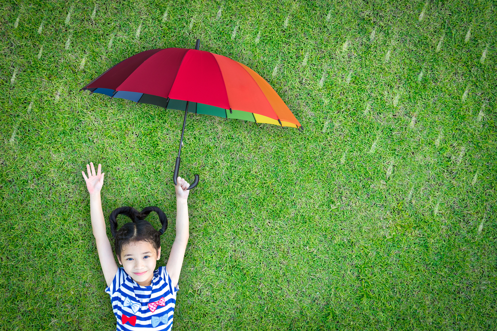 child with umbrella