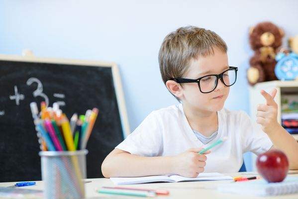 a boy in a math class