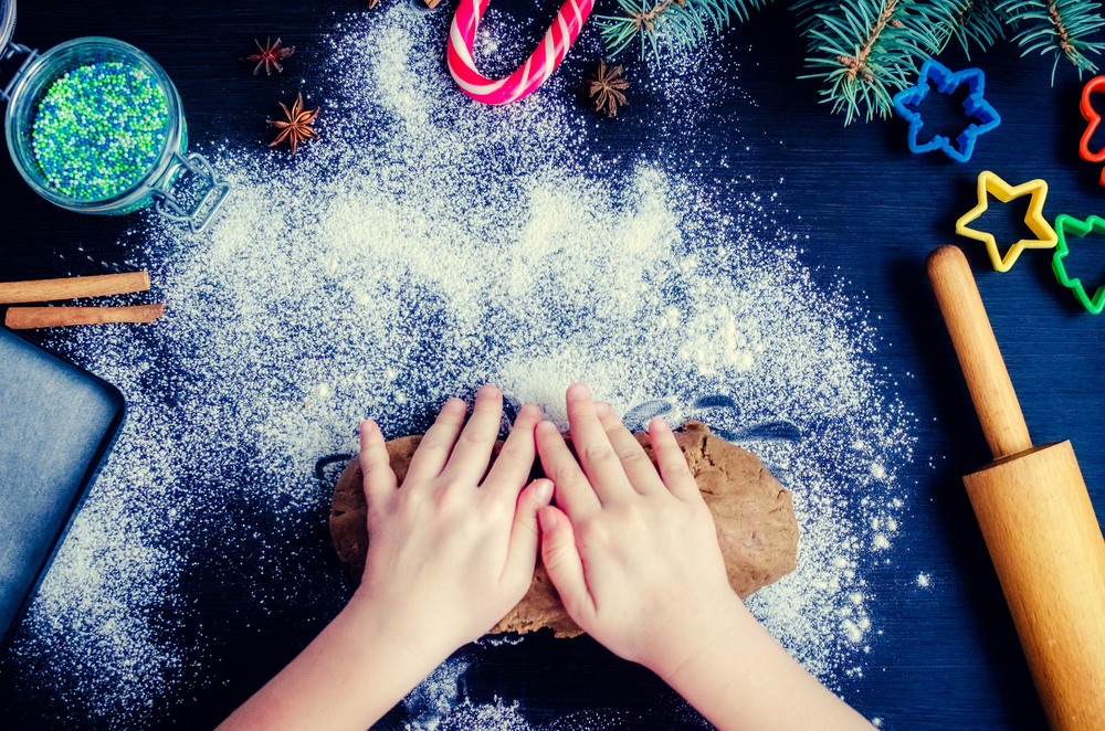 Baking cookies.