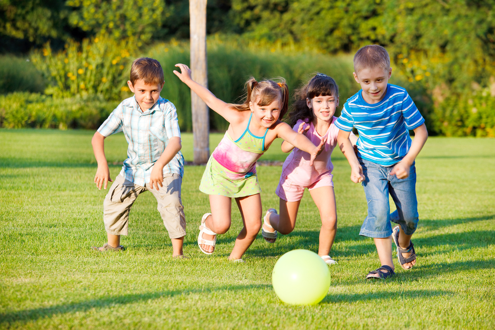 kids playing football