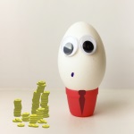 Egg character, coins.