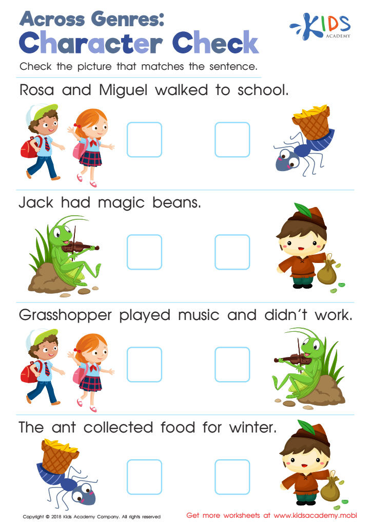 character analysis worksheet for grade 1