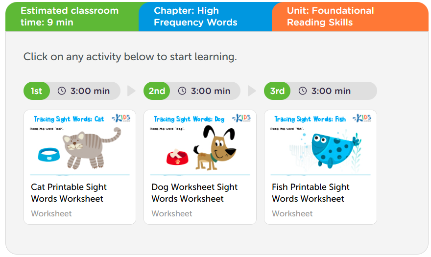 high frequency words lesson for grade 1