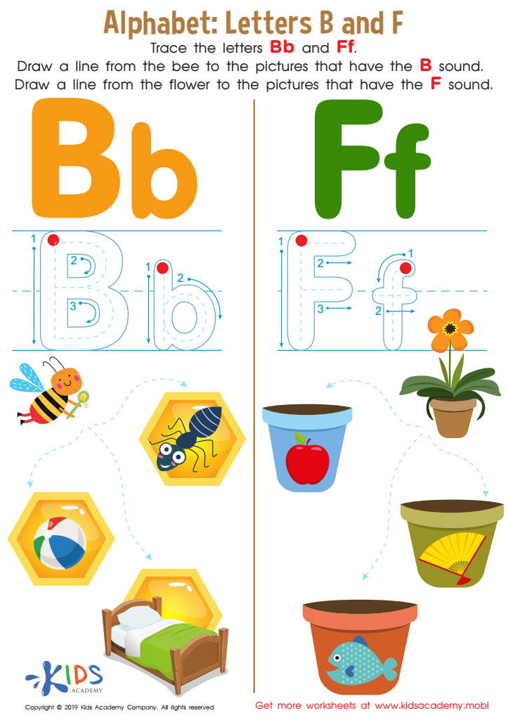 letter B tracing worksheet for grade k