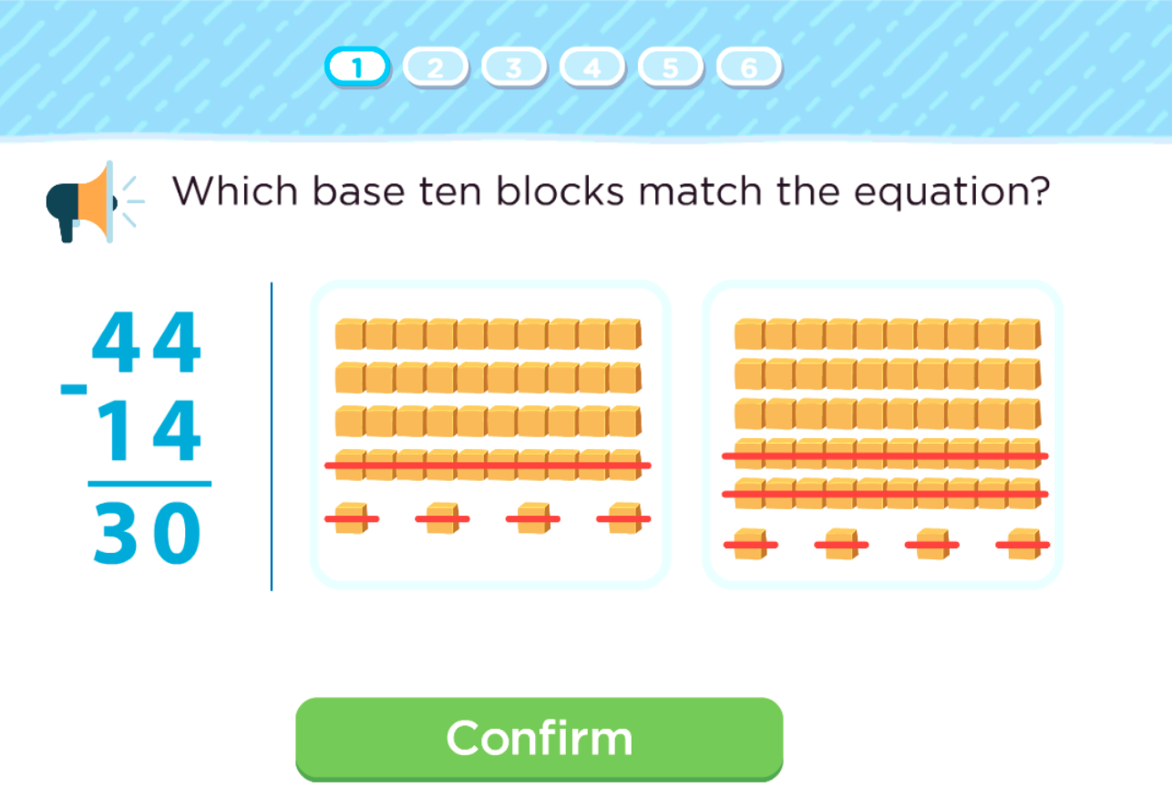 quiz on subtraction with base ten blocks for grade 1