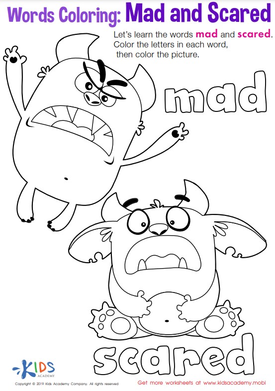 mad and scared worksheet