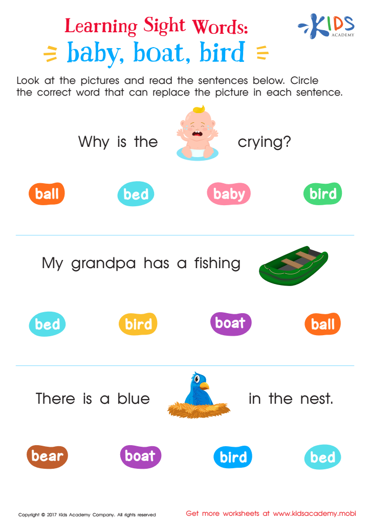 baby boat bird worksheet