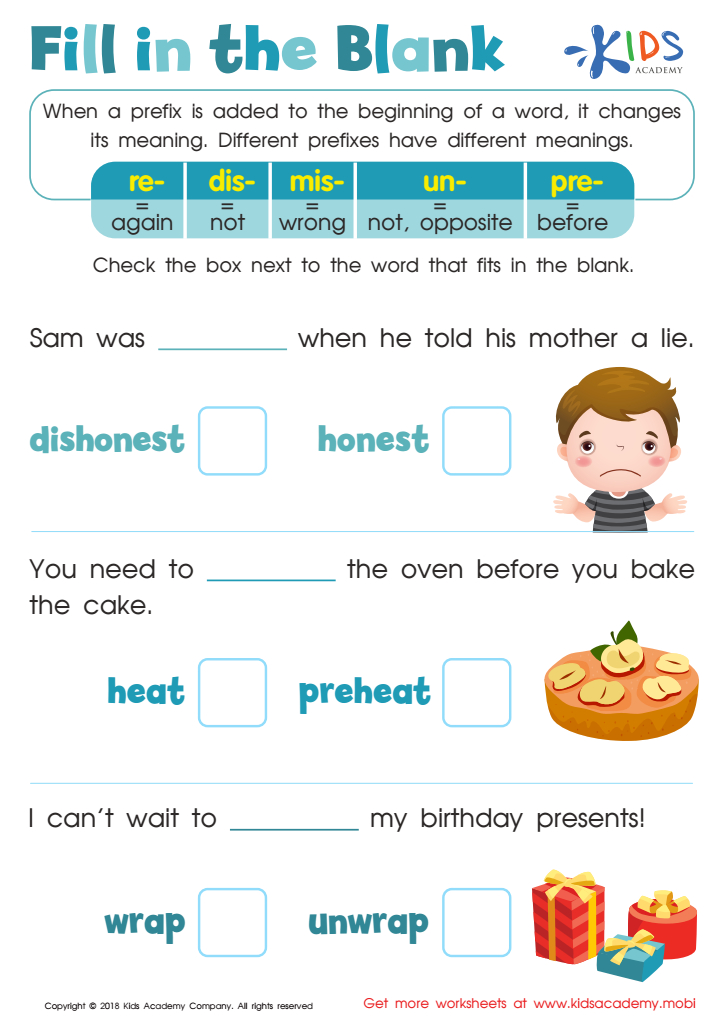 fill in the blank reading worksheet