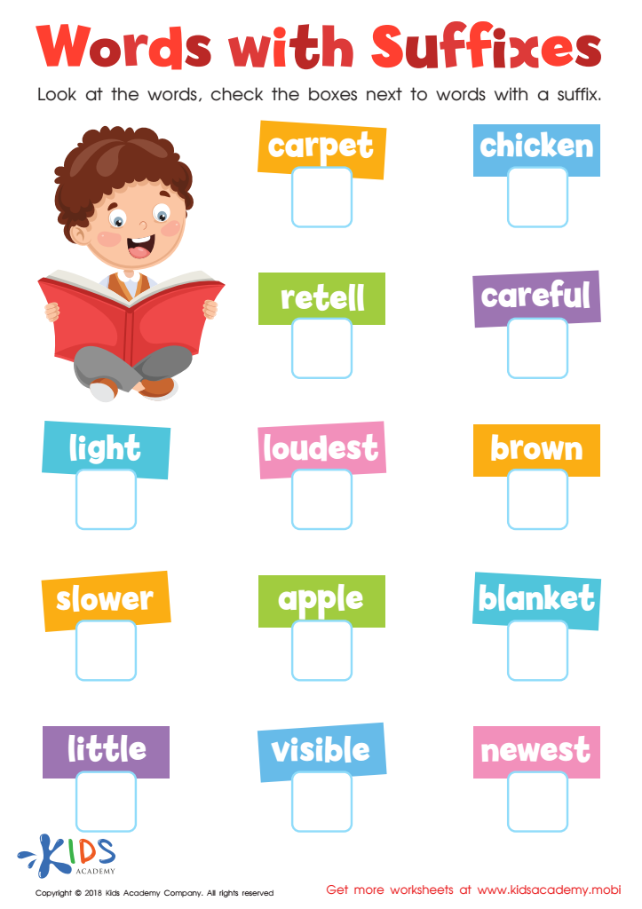 reading words with suffixes worksheet