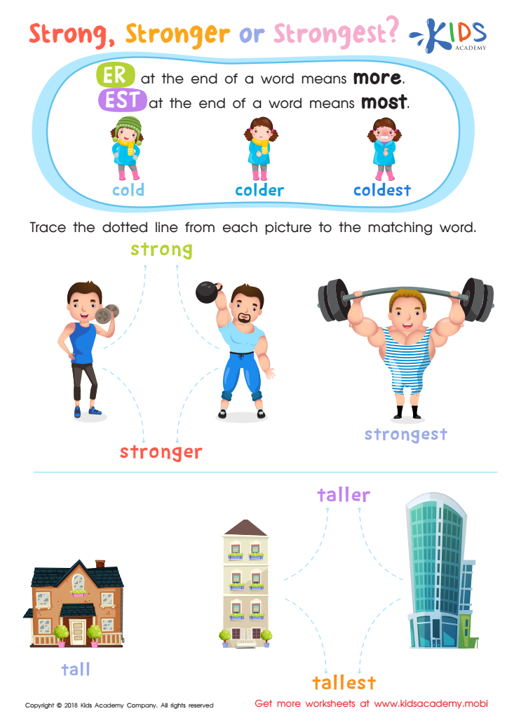 Comparative adjectives for word tall Royalty Free Vector