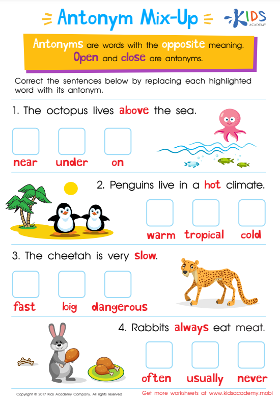 antonym mix-up worksheet