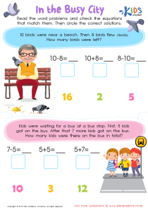 In the Busy City Word Problems Worksheet