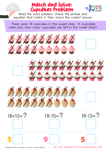 Match and Solve: Cupcakes Problem Worksheet