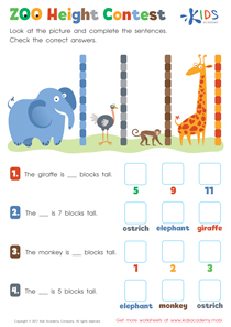 Zoo Height Contest Worksheet