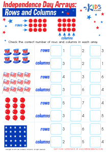 Independence Day Arrays: Rows and Columns Worksheet