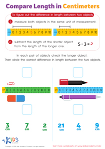 Compare Length in Centimeters Worksheet