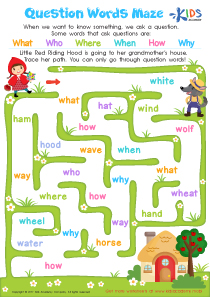 Question Words Maze Worksheet