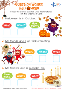 Question Words: Halloween Worksheet