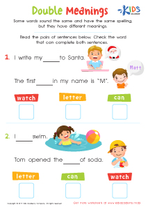 Double Meanings Worksheet