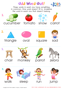Odd Word Out Worksheet