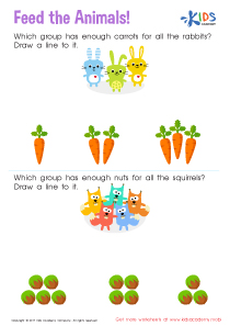 Count and Match: Feed the Animals Worksheet