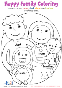 Happy Family Coloring Worksheet