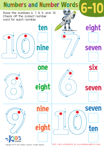 Numbers and Number Words 6–1 Worksheet