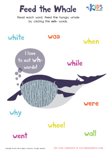 Feed the Whale Worksheet